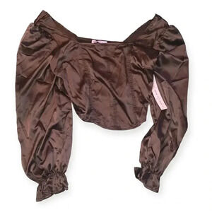 Crave Fame Women's Junior’ Long Sleeve Corset Top with Square Neck